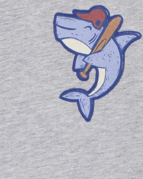 Toddler Shark Raglan Tee - Grey