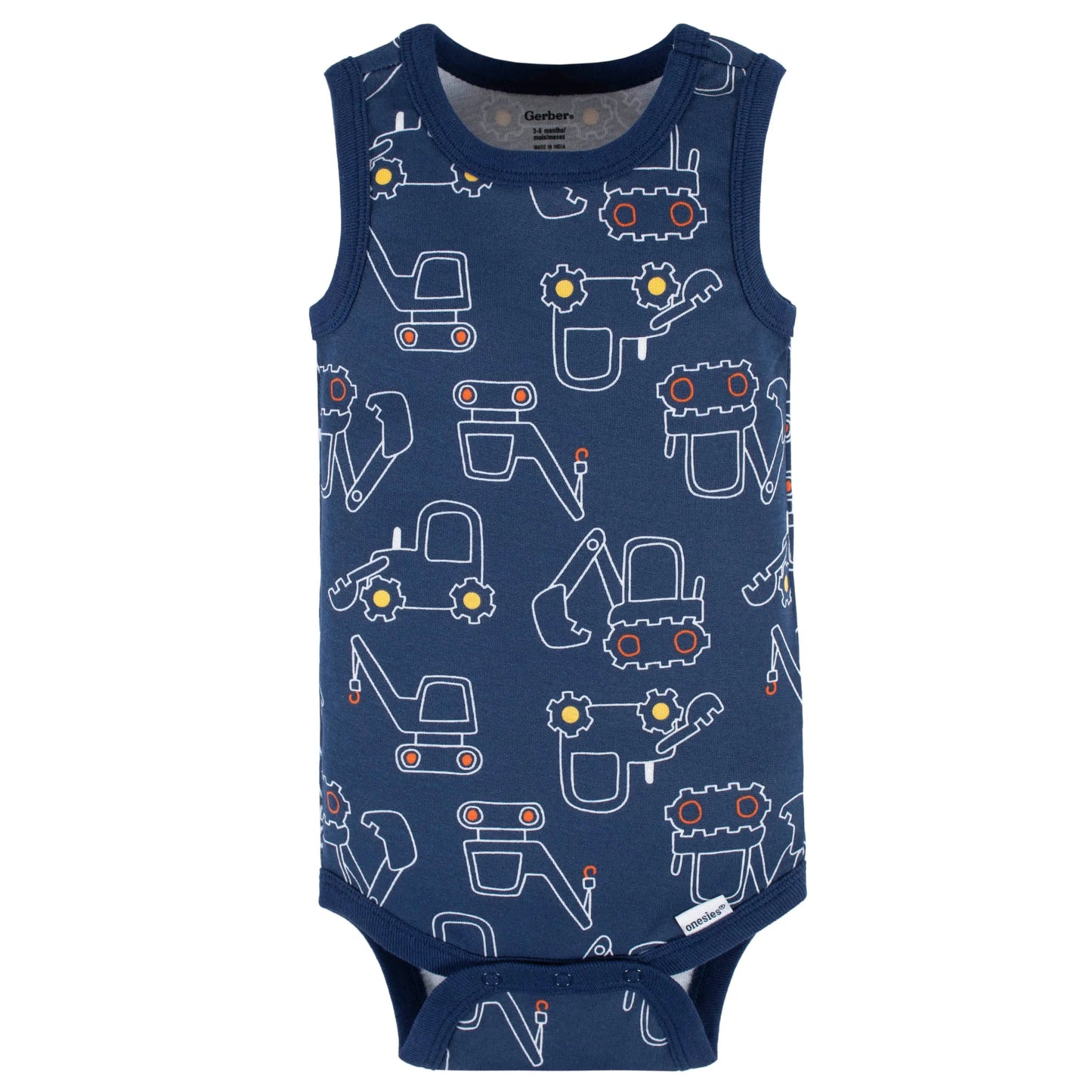 4-Pack Baby Boys Big Digger Tank Onesies Bodysuits