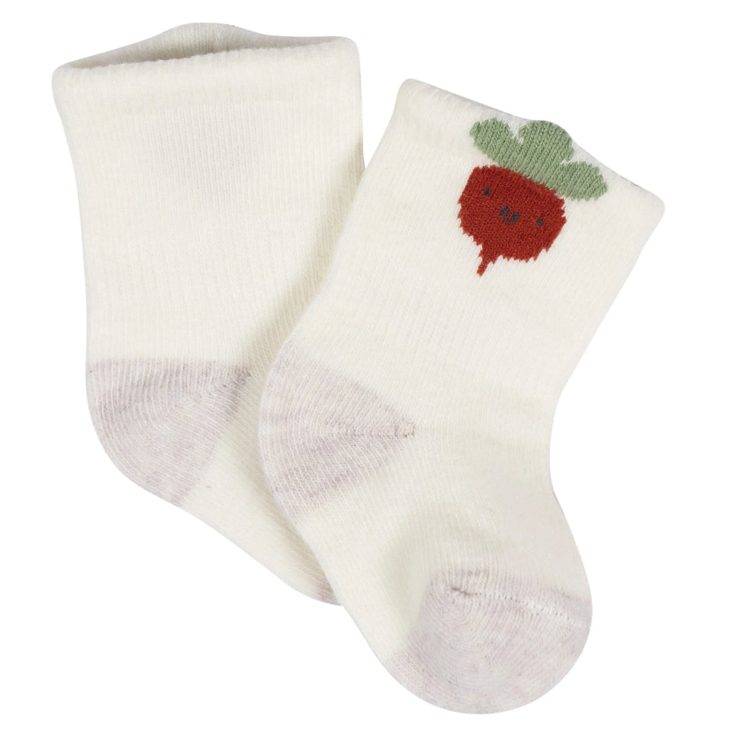 8-Pack Baby Neutral Happy Veggies Jersey Wiggle Proof Socks