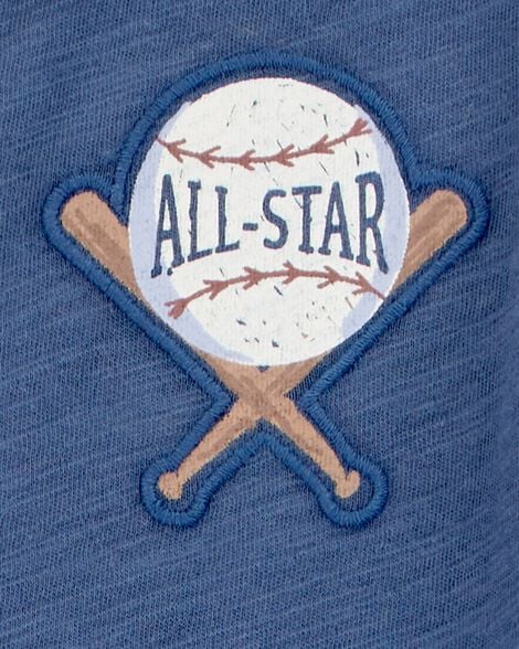 Baby Legend Baseball Vintage Button-Down Tee - Navy