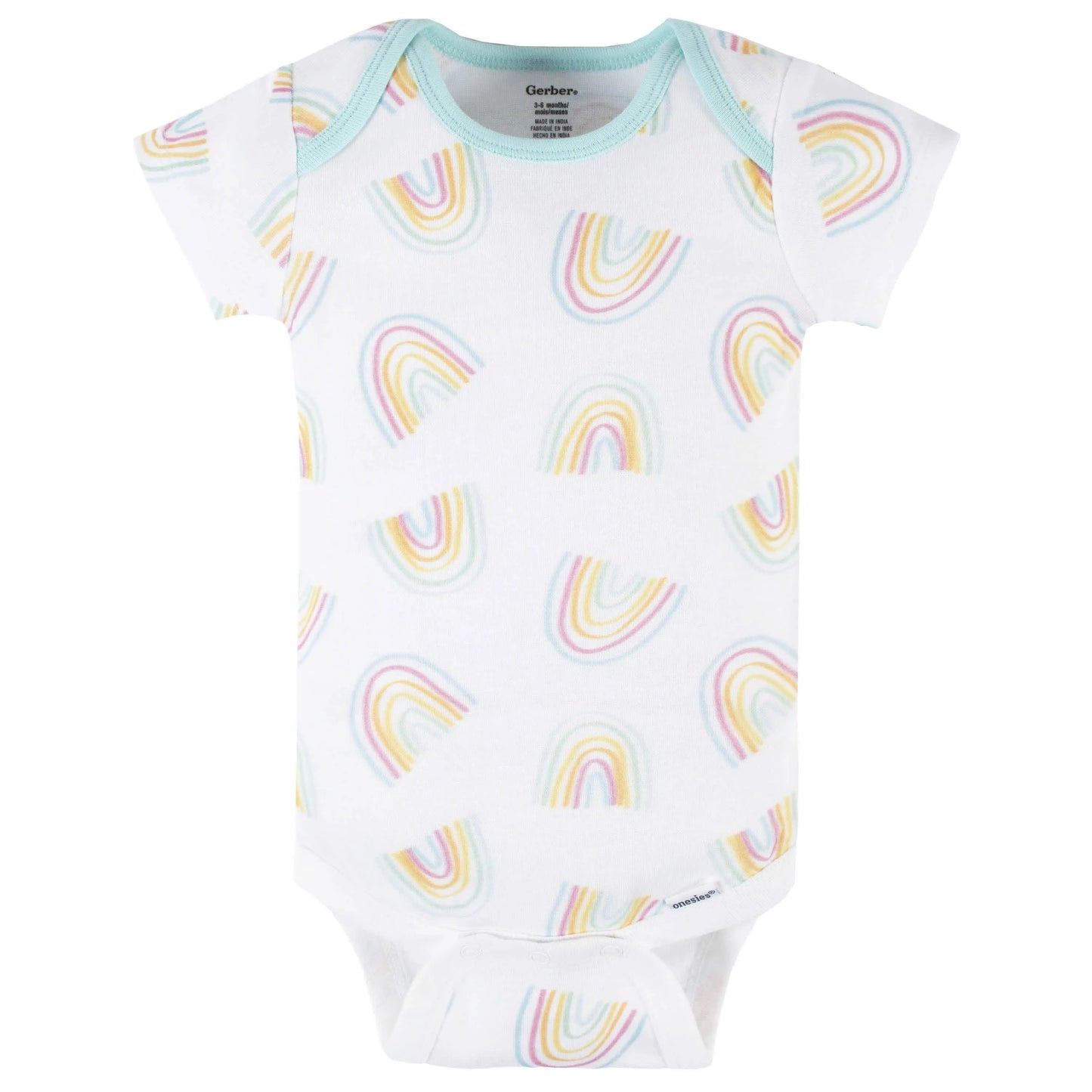4-Pack Baby Girls Dots Of Rainbows Short Sleeve Onesies Bodysuits