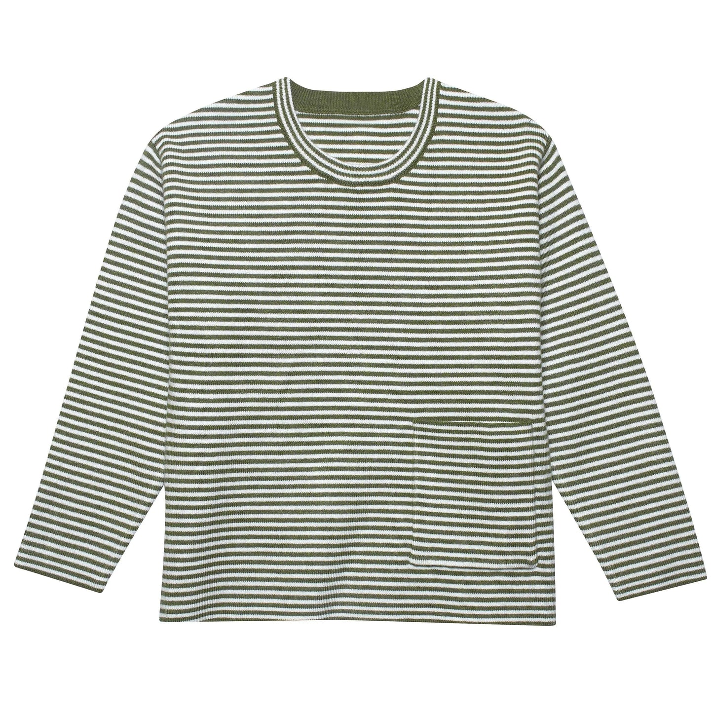 Infant & Toddler Boys Green Striped Sweater with Pocket