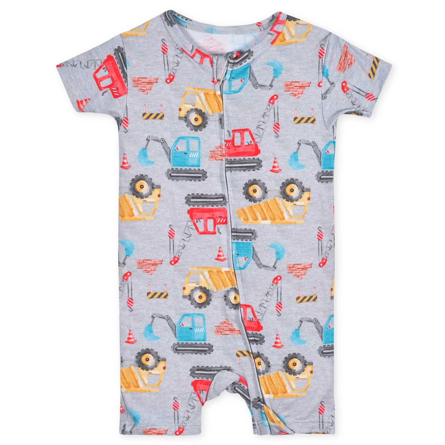 Baby Boys Construction Trucks Buttery Soft Viscose Made from Eucalyptus Snug Fit Romper