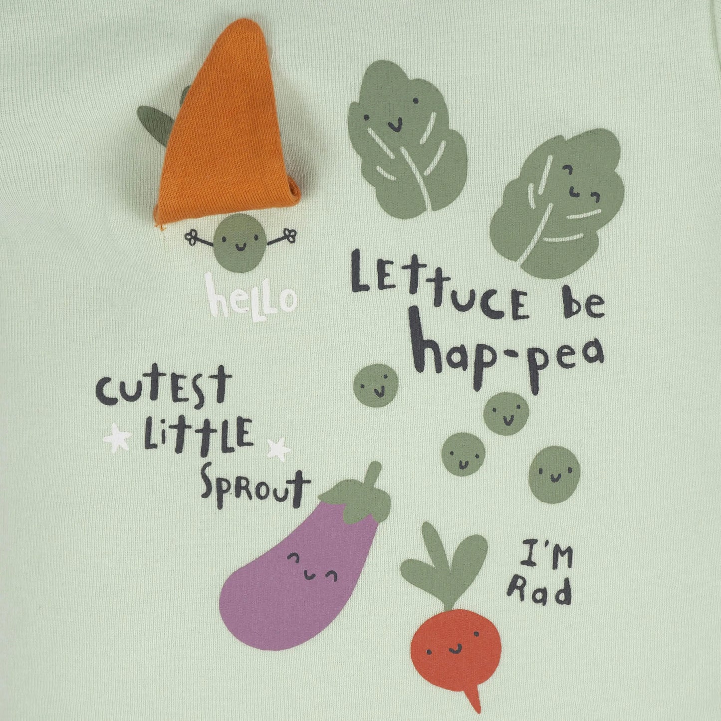 5-Pack Baby Neutral Happy Veggies Onesies Bodysuits