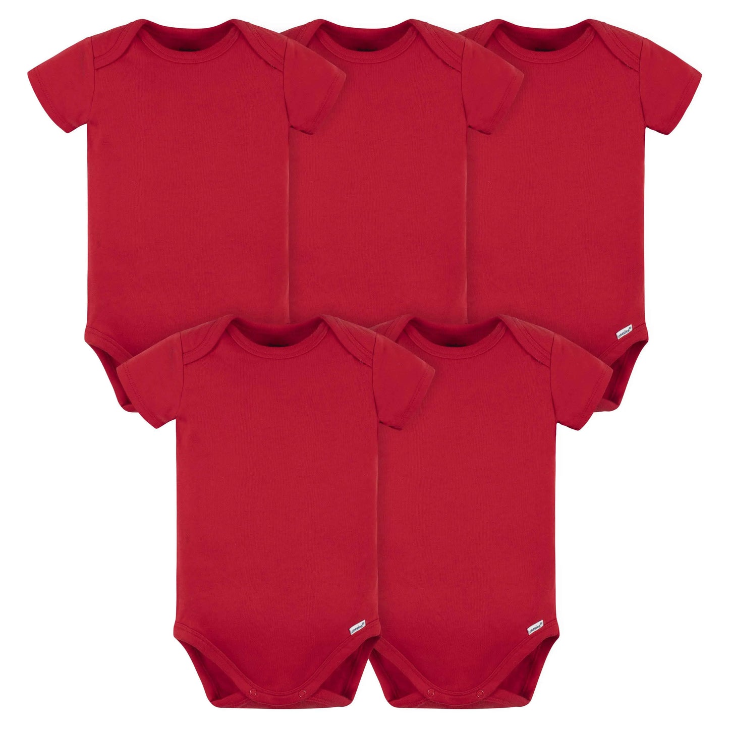 5-Pack Baby Red Premium Short Sleeve Onesies Bodysuits