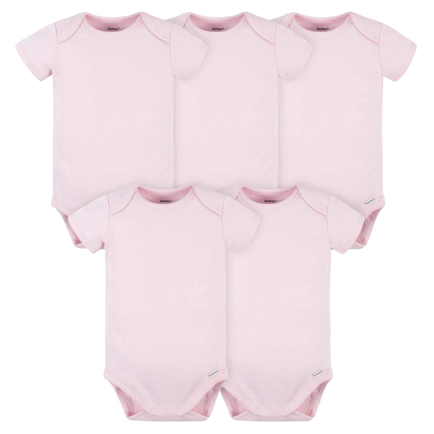 5-Pack Baby Light Pink Premium Short Sleeve Onesies Bodysuits