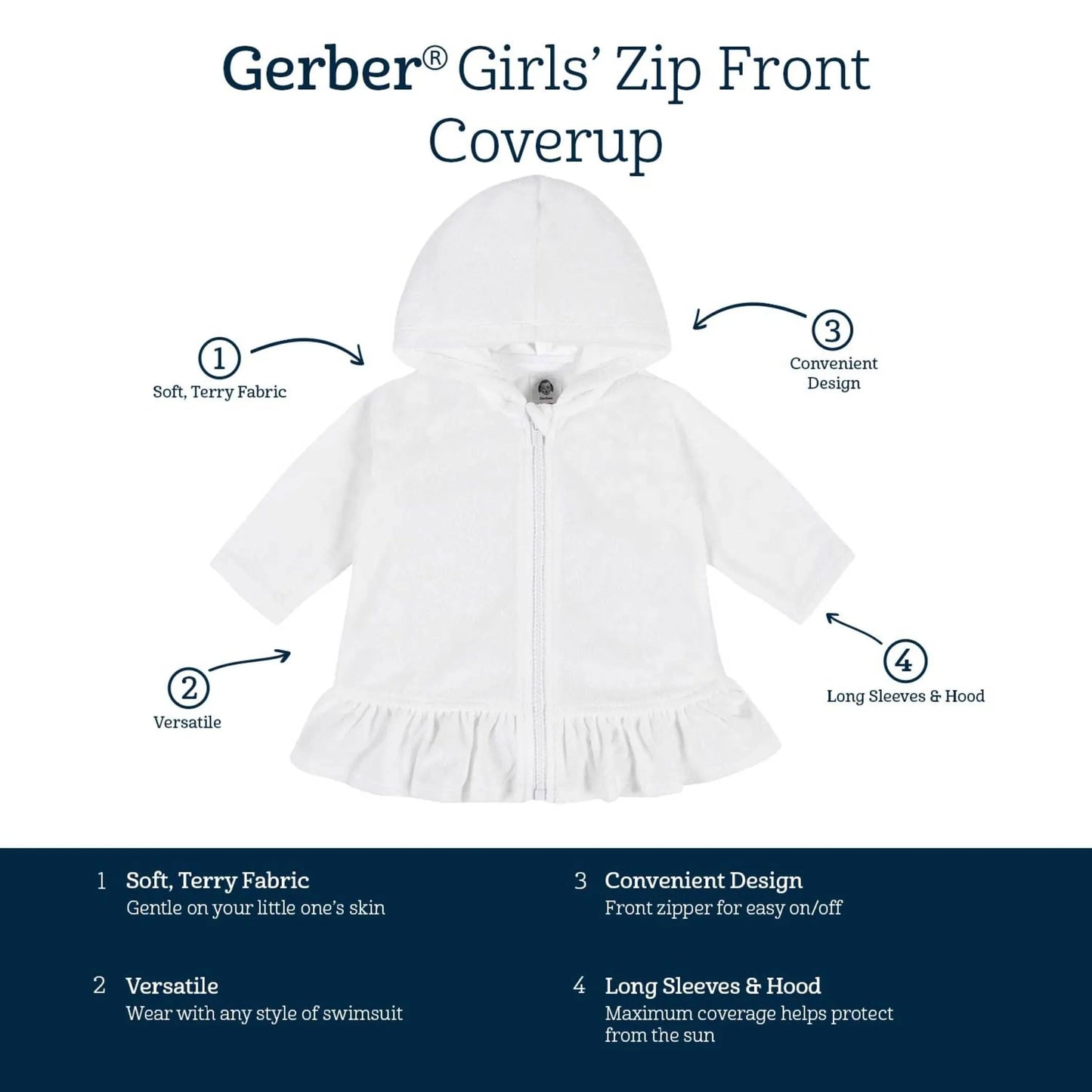 Baby & Toddler Girls Rainbow Hooded Zip Front Terry Coverup
