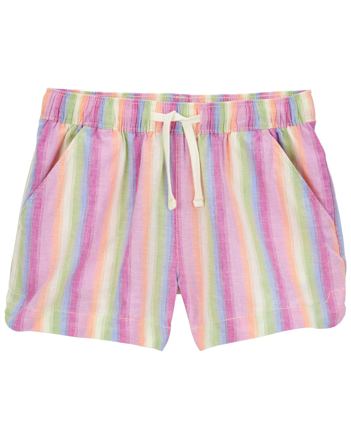 Oshkosh Kid Button-Front Flutter Top with Linen Cotton Drawstring Sun Shorts