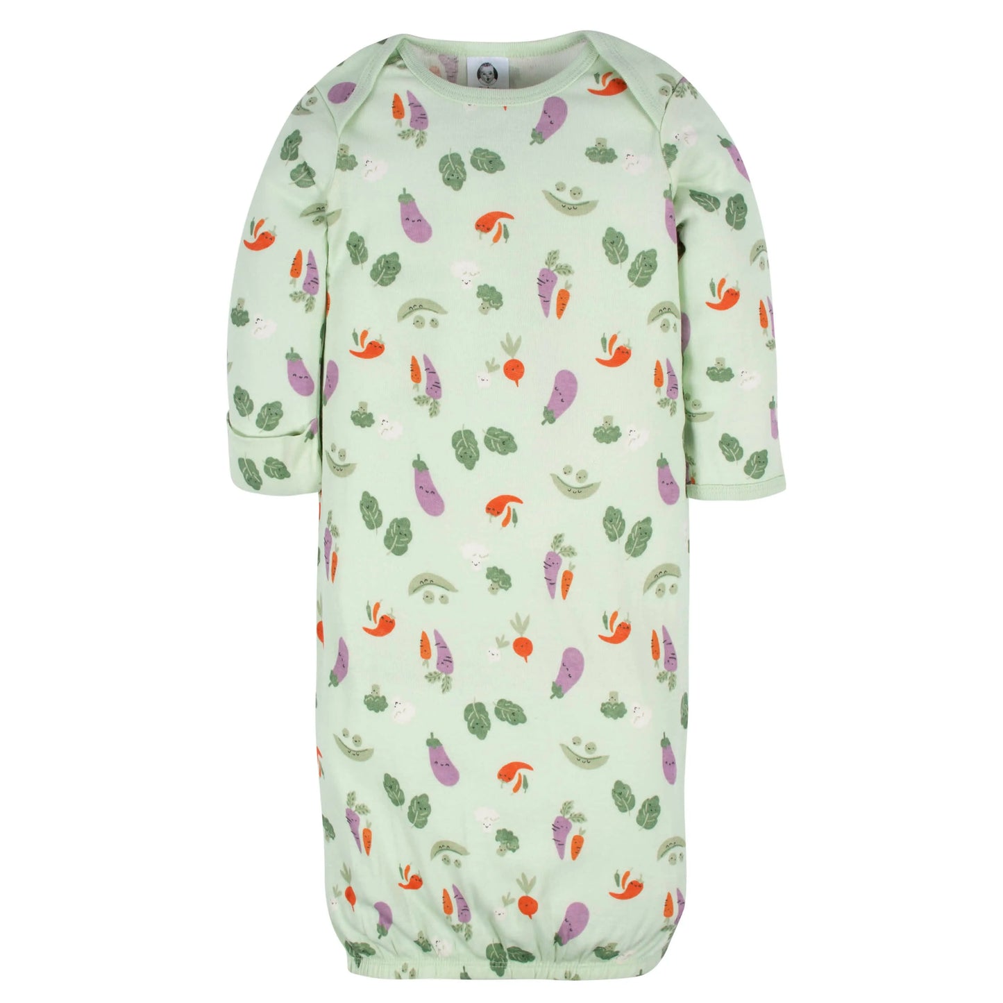 4-Pack Baby Neutral Happy Veggies Gowns