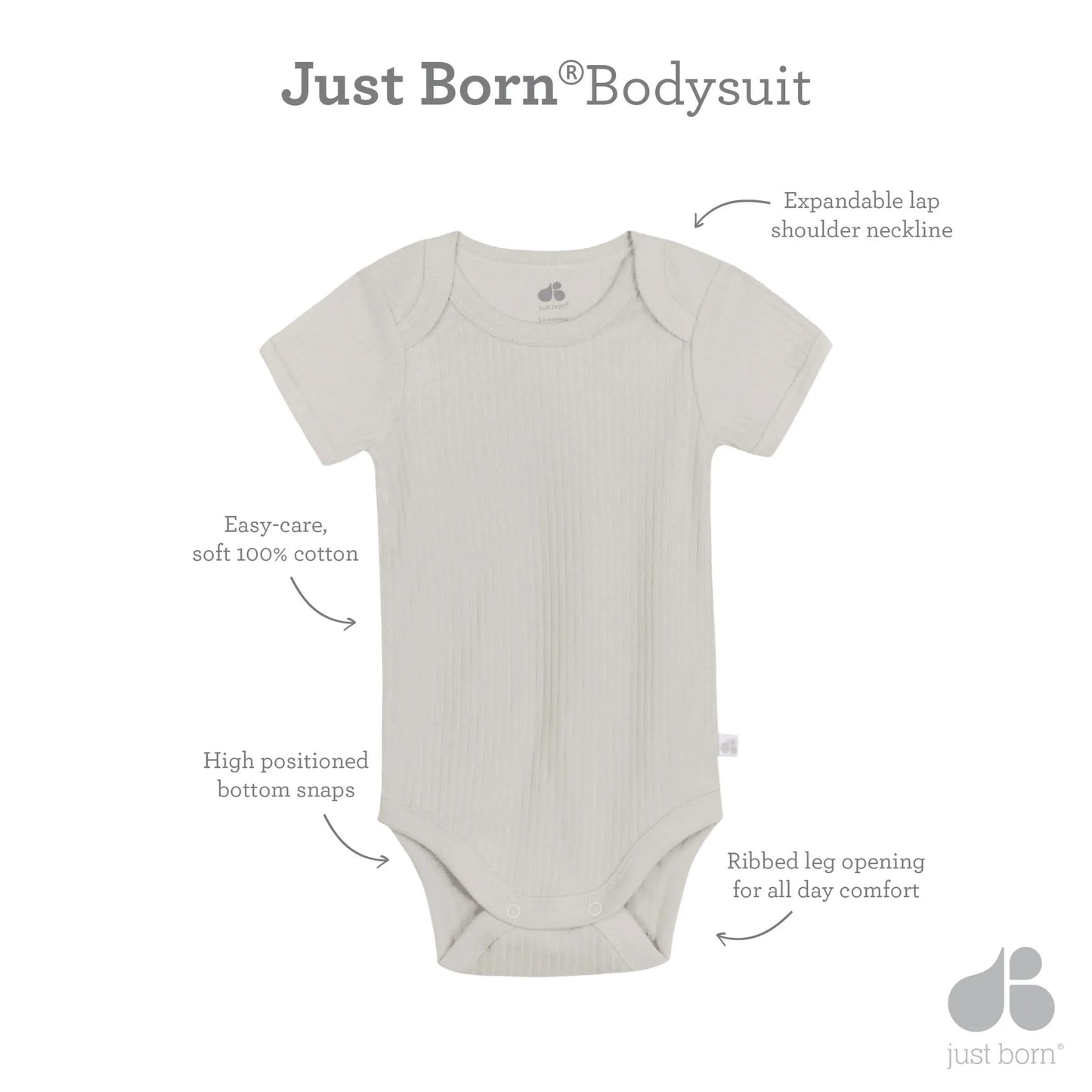 3-Pack Baby Neutral Natural Leaves Short Sleeve Bodysuits