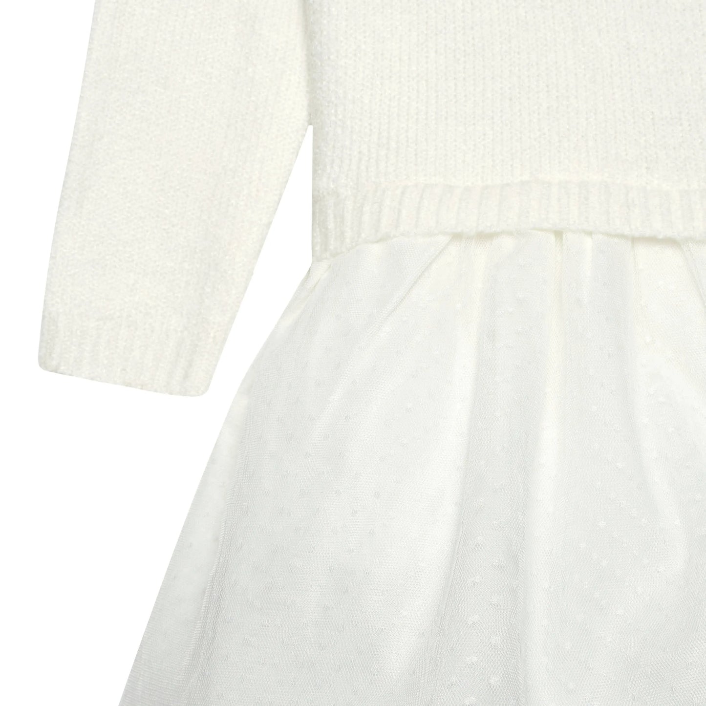 Infant & Toddler Girls White Sweater Dress With Tulle Skirt