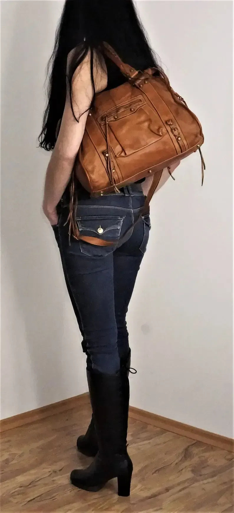 Cognac Italian Leather Bag Italy Soft Leather Crossbdody Bag