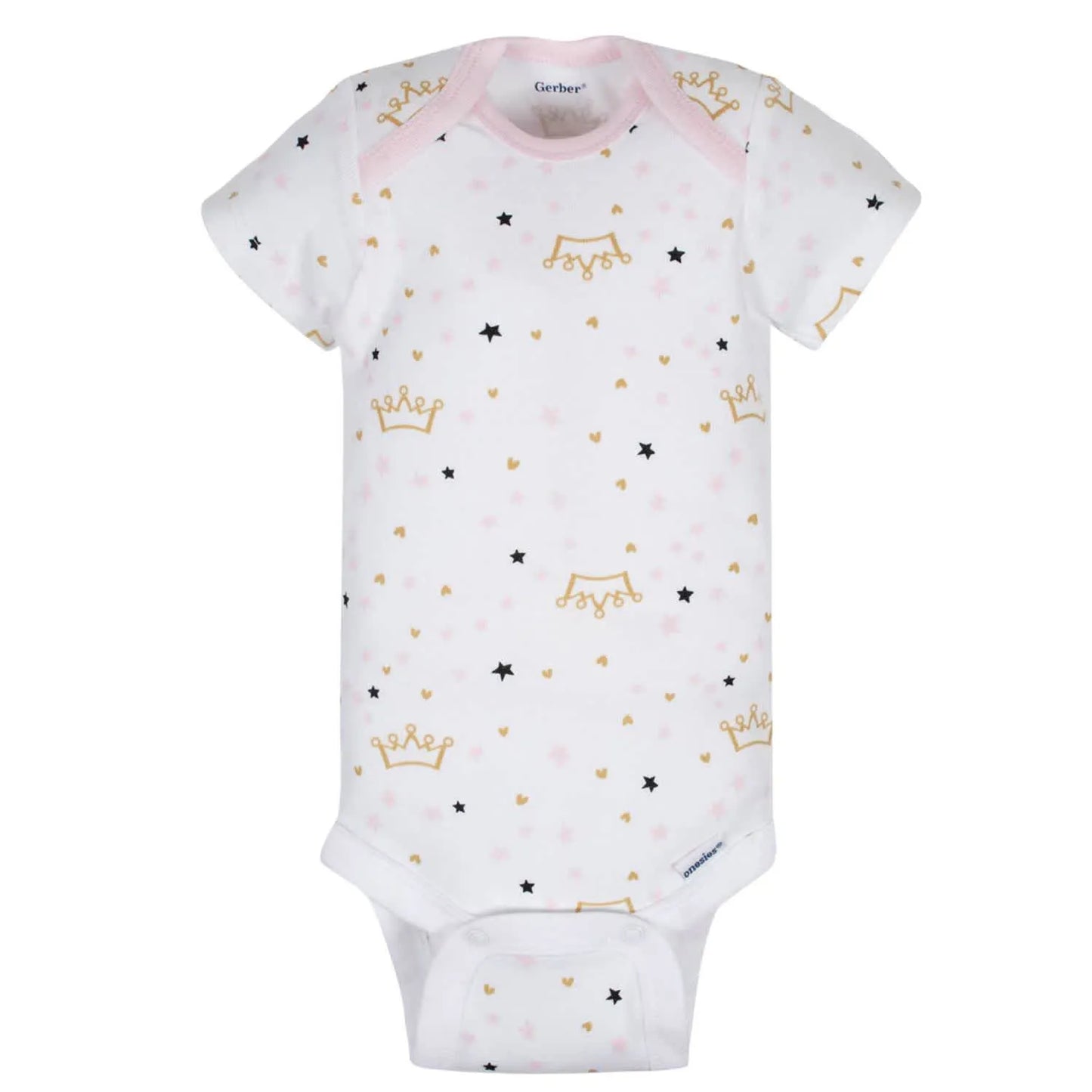 3-Pack Baby Girls Organic Princess Short Sleeve Onesies Bodysuits