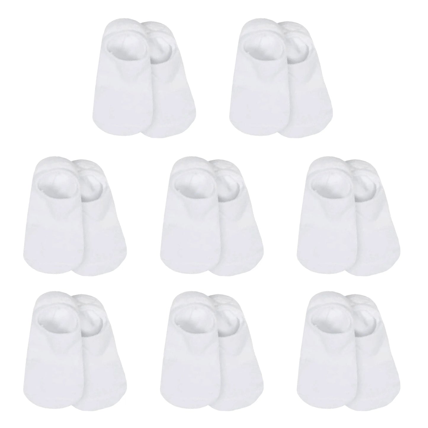 8-Pack Baby & Toddler White Wiggle Proof No Show Socks