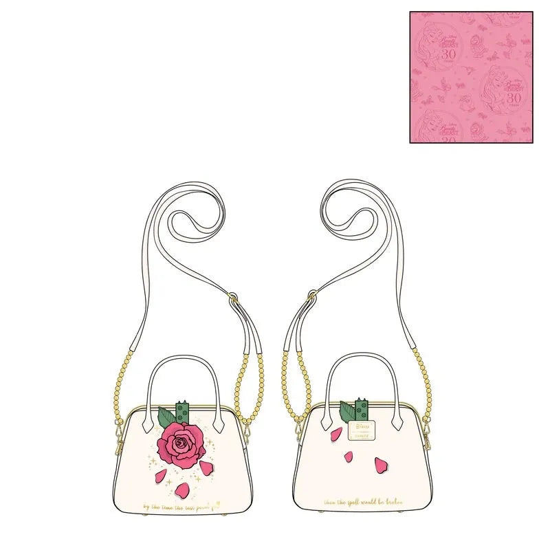 Loungefly Beauty and the Beast Rose Crossbody Bag Off White