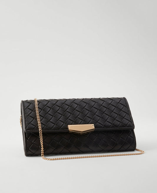 Woven Faux Leather Clutch Bag