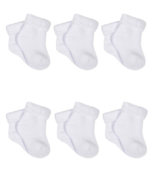 6-Pack Organic Baby Neutral White Wiggle Proof Ankle Bootie Socks