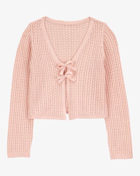 Kid Tie Cardigan Top - Pink