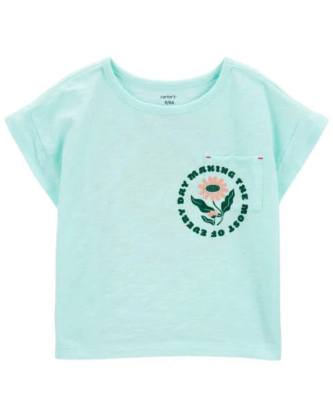Carter's Kid Floral Pocket Tee with Tie-Dye Pull-On French Terry Shorts