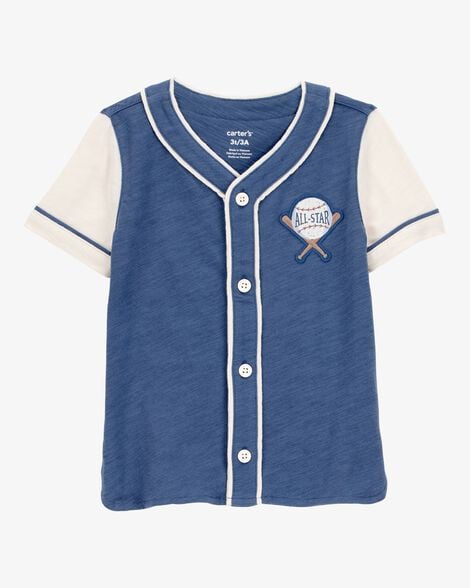 Baby Legend Baseball Vintage Button-Down Tee - Navy