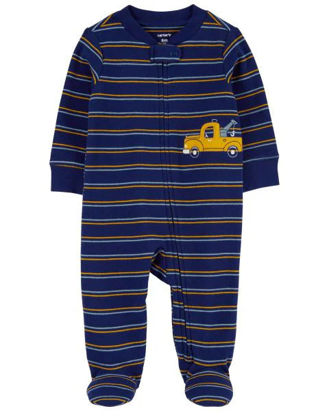 Carter's Striped Truck 2-Way Zip Cotton Sleep and Play