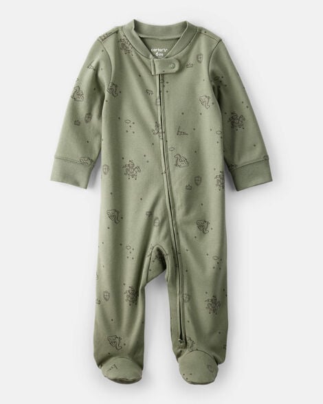 Baby Boy Dinosaur 2-Way Zip Cotton Sleep & Play Pajamas