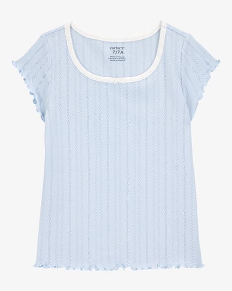 Kid Butterfly Pointelle Baby Tee - Pink