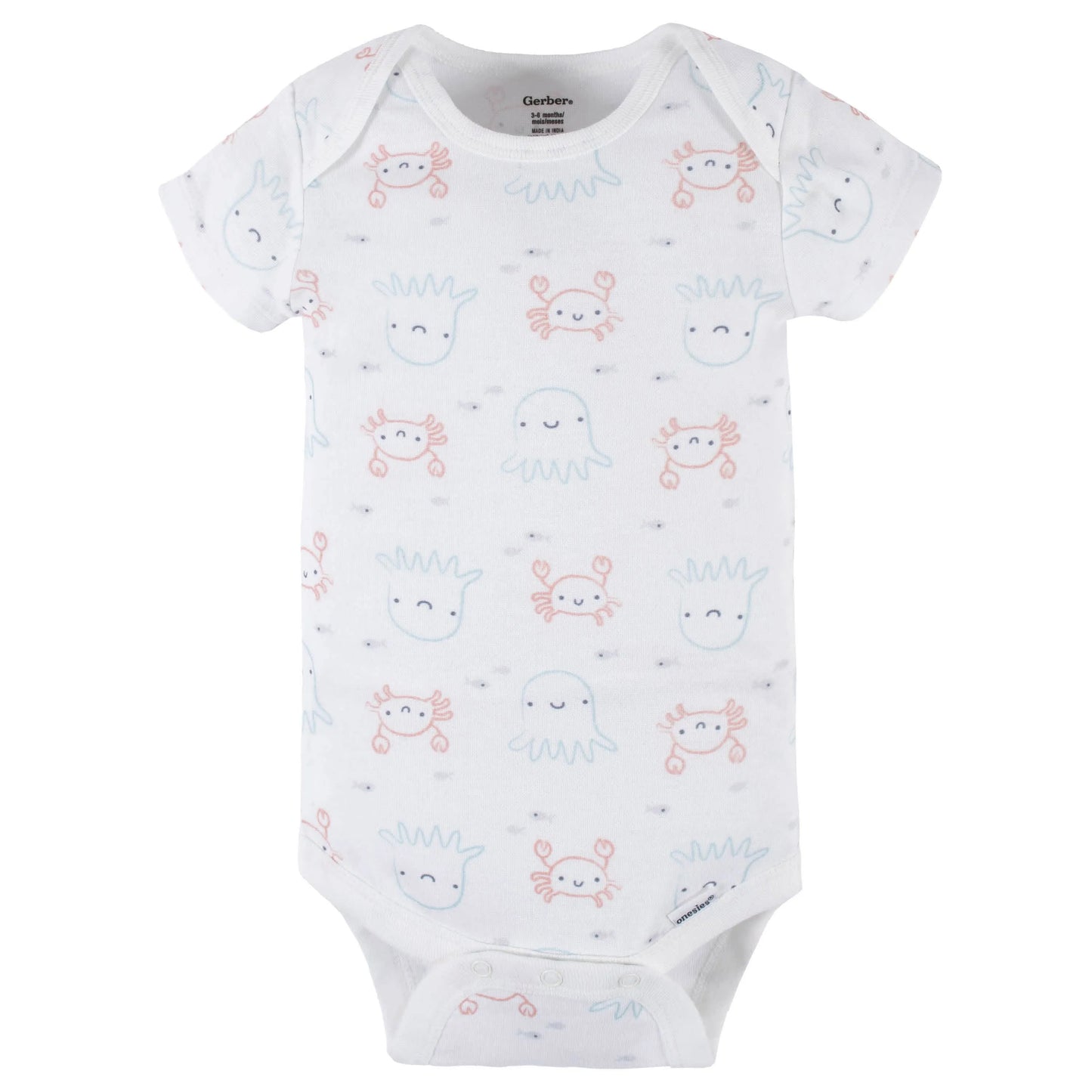 4-Pack Baby Boys Sea Friends Short Sleeve Onesies Bodysuits