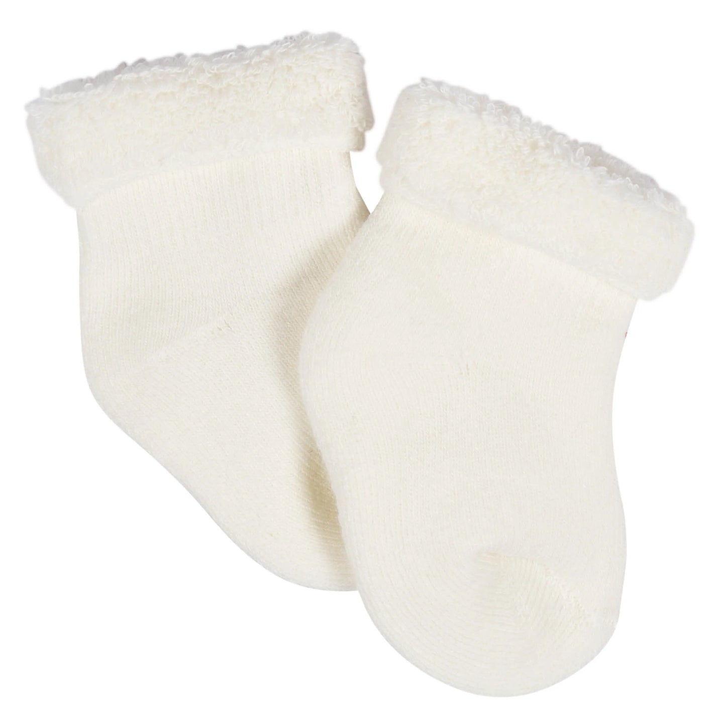 12-Pack Baby Girls Golden Floral Terry Wiggle Proof Socks