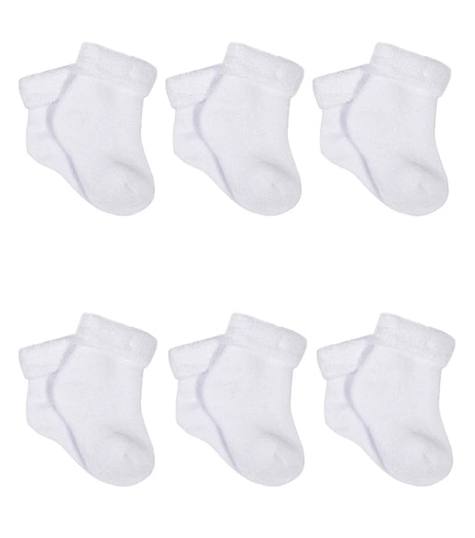 6-Pack Baby White Terry Socks
