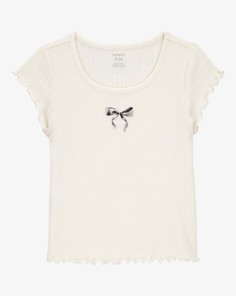 Kid Butterfly Pointelle Baby Tee - Pink