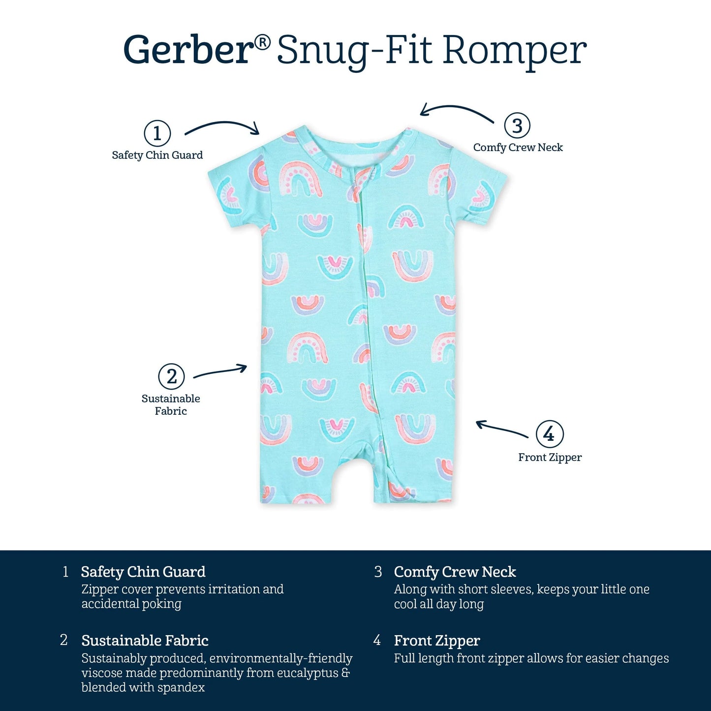 Baby Girls Rainbow Sky Buttery Soft Viscose Made from Eucalyptus Snug Fit Romper