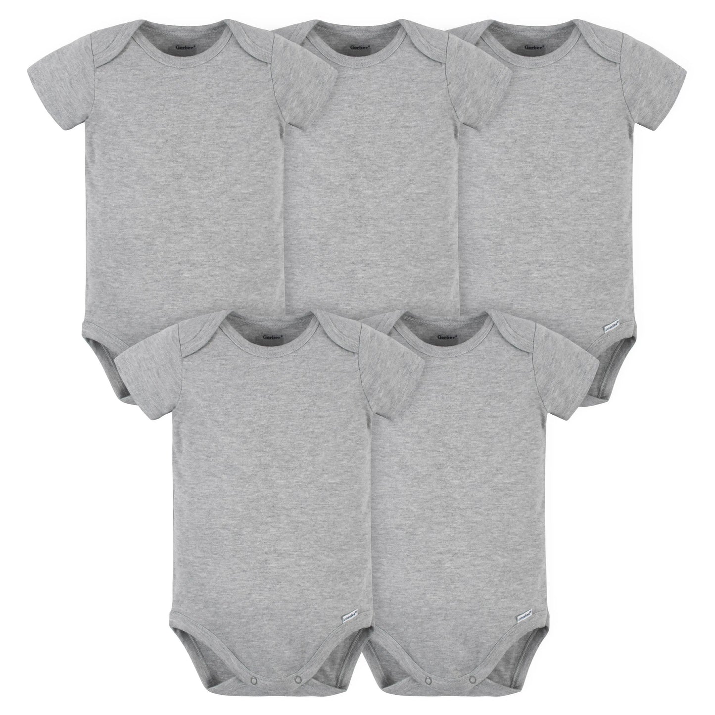 5-Pack Baby Heather Grey Premium Short Sleeve Onesies Bodysuits