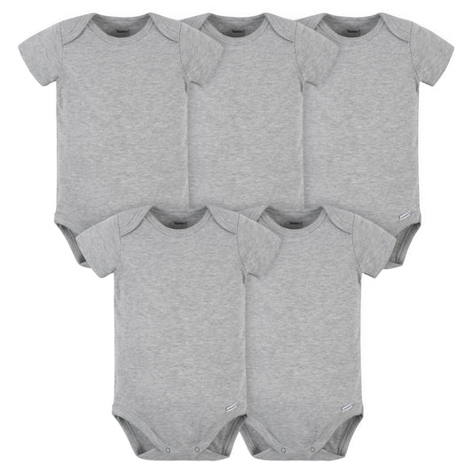 5-Pack Baby Heather Grey Premium Short Sleeve Onesies Bodysuits