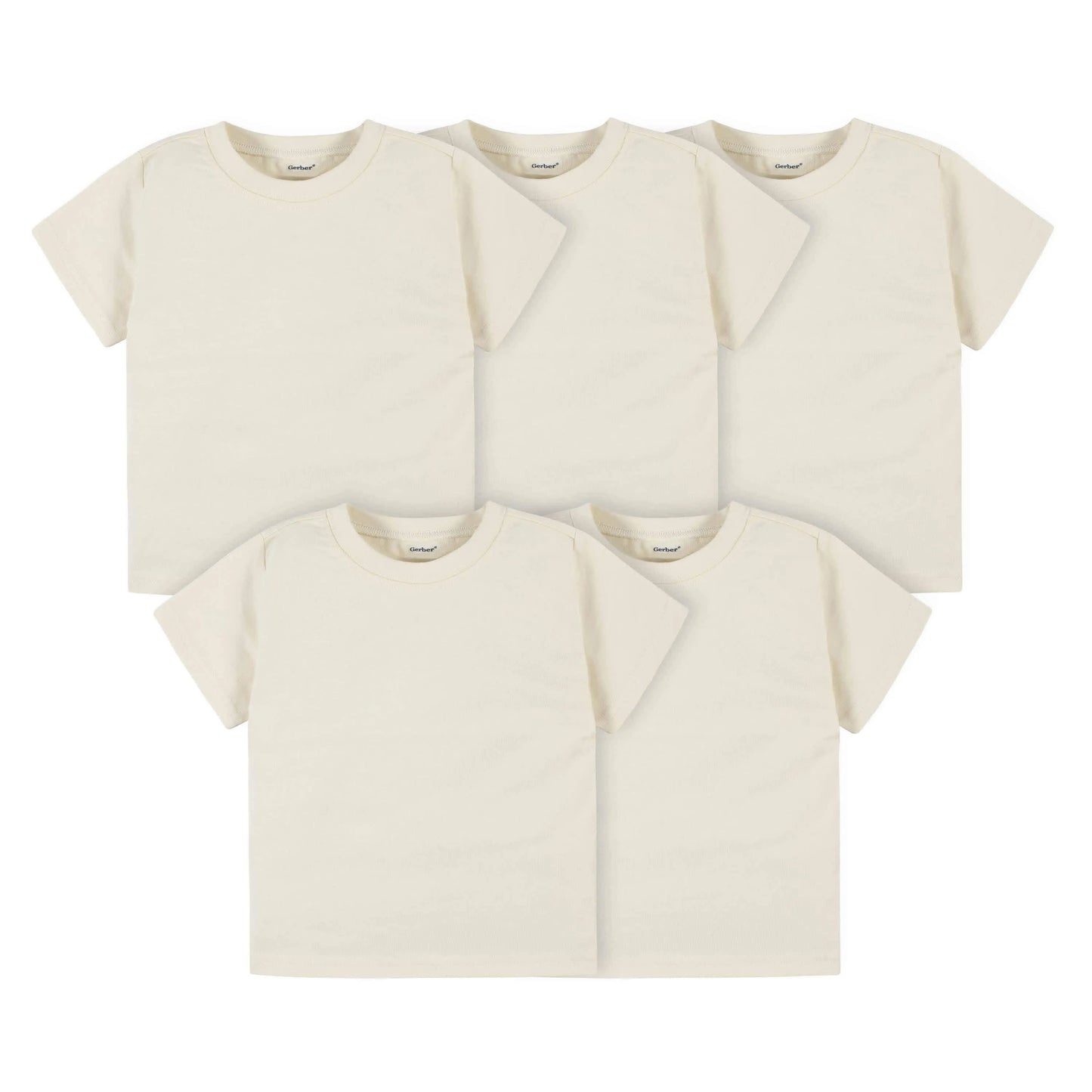 5-Pack Infant & Toddler Natural Premium Short Sleeve Tees