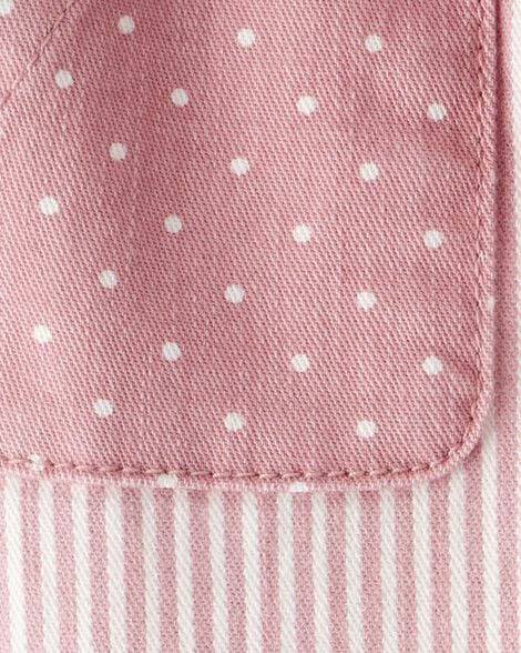Baby Vintage Inspired Twill Striped & Polka Dot Pants - Pink