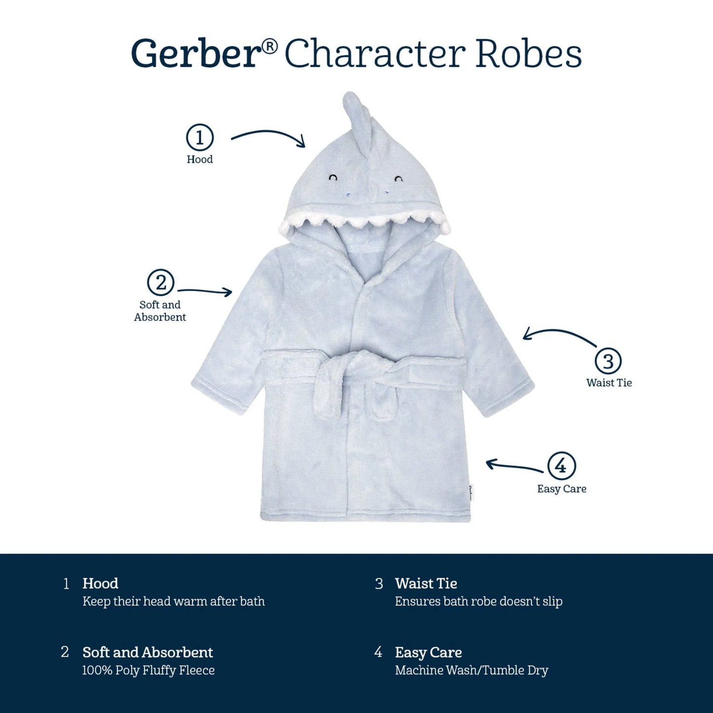 Baby Boys Shark Robe