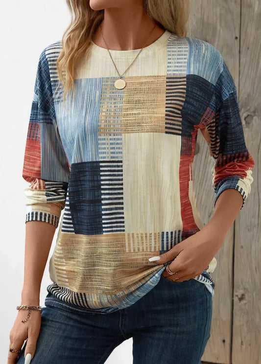 Black Friday Raw White Patchwork Geometric Print T Shirt