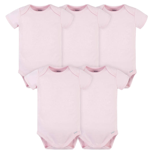 5-Pack Baby Light Pink Premium Short Sleeve Onesies Bodysuits