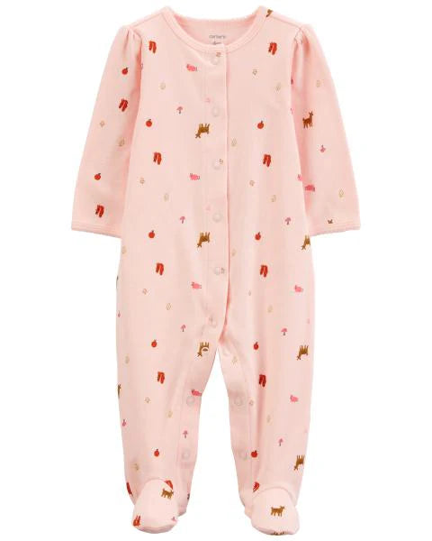 Carter's Baby Pink Print Snap-Up Cotton Sleep & Play