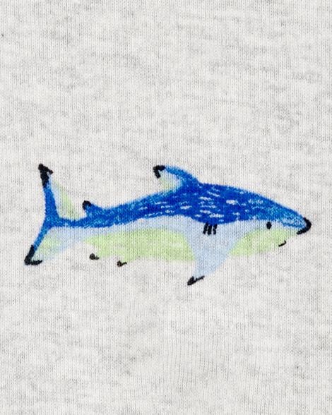 Baby Boy Shark Print Cotton Romper - Blue