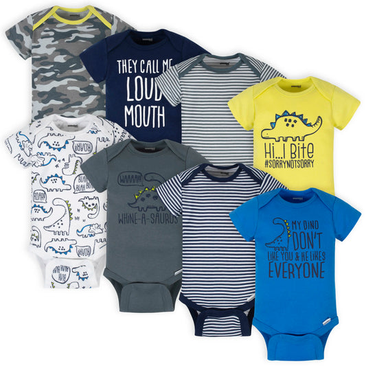 8-Pack Baby Boys Dino Onesies Brand Bodysuits