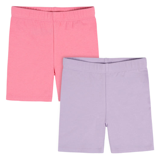 2-Pack Infant & Toddler Girls Pink & Purple Pull-On Bike Shorts
