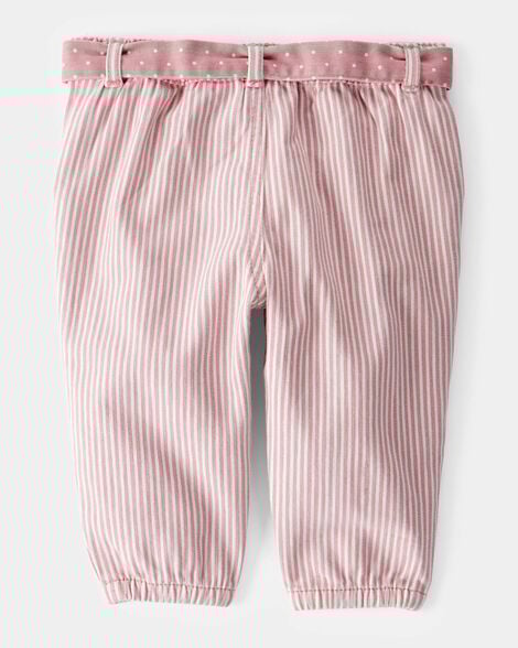 Baby Vintage Inspired Twill Striped & Polka Dot Pants - Pink