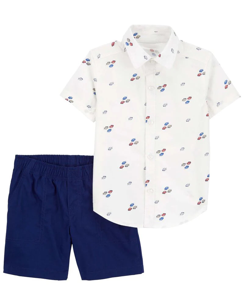 Carter's 2-Piece Car Button-Down Shirt & Short Set