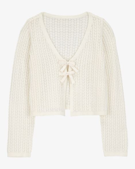 Kid Tie Cardigan Top - White