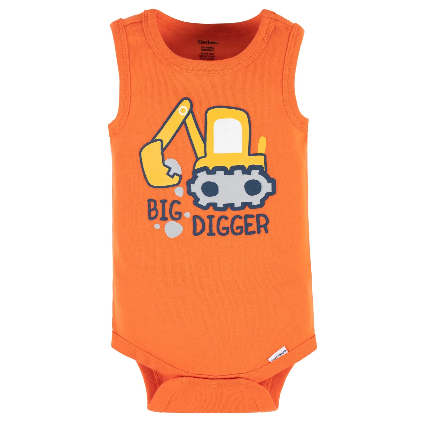 4-Pack Baby Boys Big Digger Tank Onesies Bodysuits