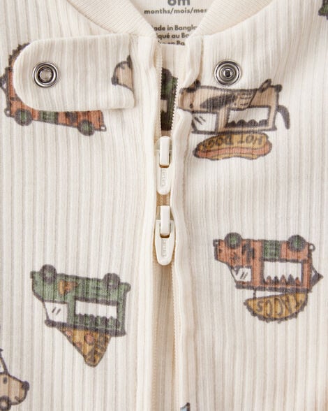 Baby Boy Construction 2-Way Zip Ribbed Sleep & Play Pajamas