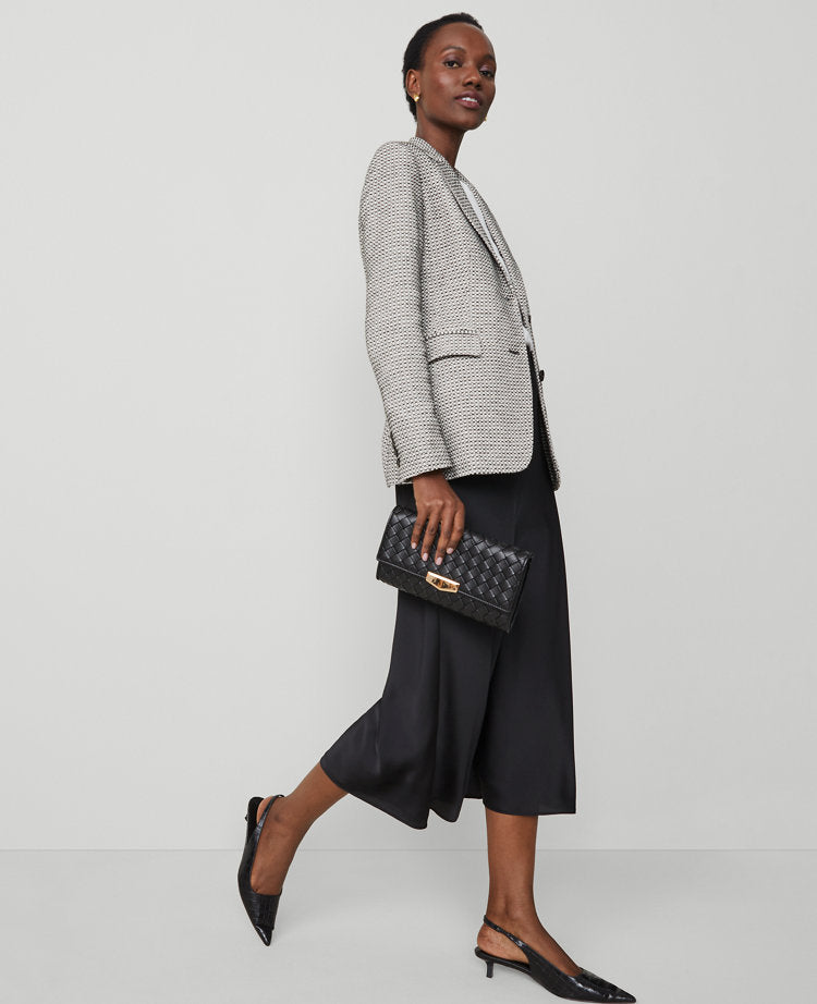 Woven Faux Leather Clutch Bag