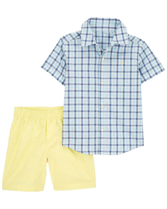 Carter's 2-Piece Plaid Button-Down & Short Set